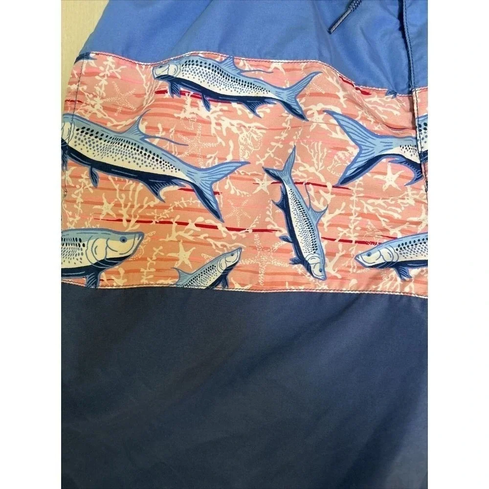 Vineyard Vines Men's Blue Tropical Swim Trunks Sz Small Fish Print‎ 7